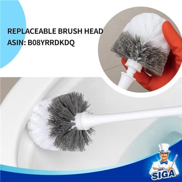 Toilet Plunger and Bowl Brush Set Heavy Duty Bathroom Cleaning Tool White - Picture 5 of 7